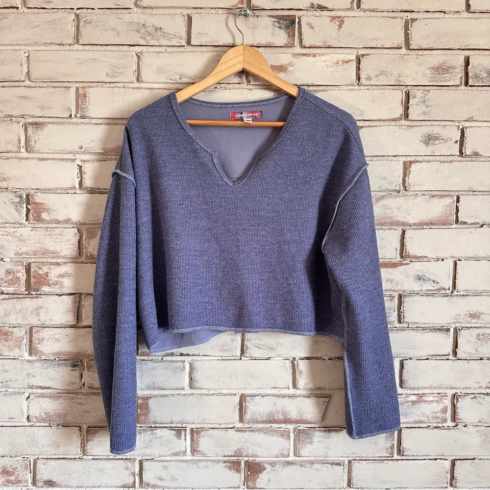 Urban Outfitters UO Parker Notch Neck Long Sleeve Crop Top